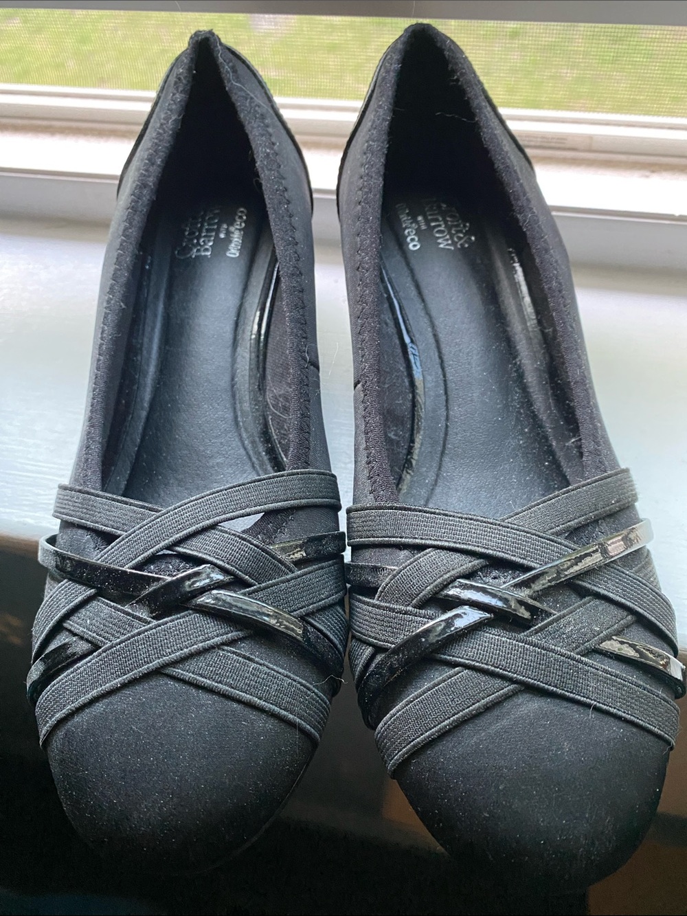 croft & barrow Black Criss cross accent slip on Ballet Flats dress shoe women 9